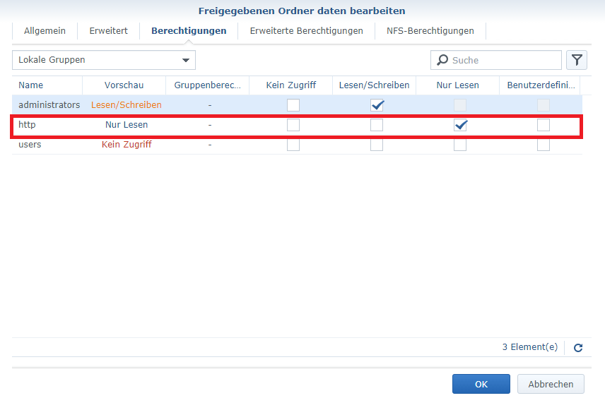 Berechtigung vergeben Gemeinsamer Ordner