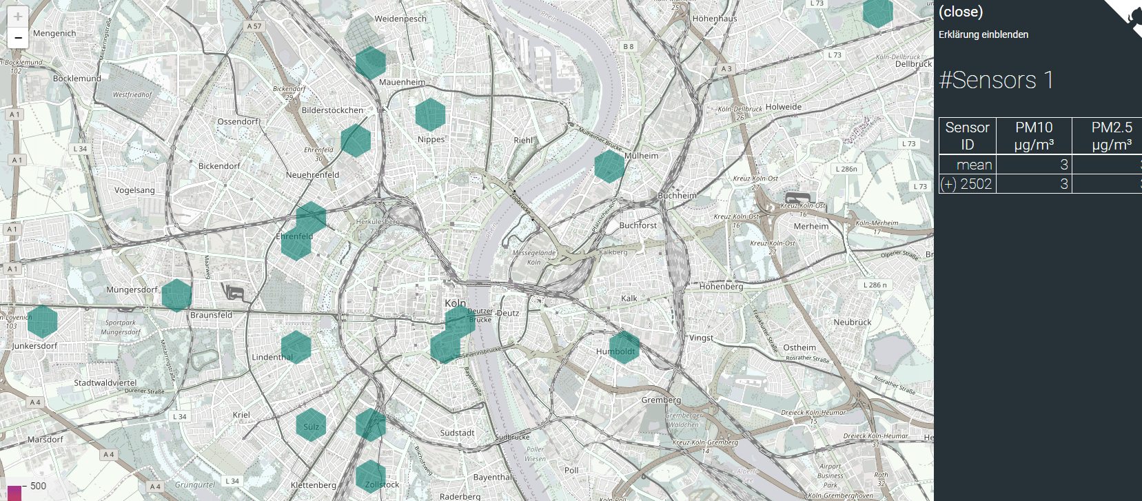Karte Feinstaub Köln