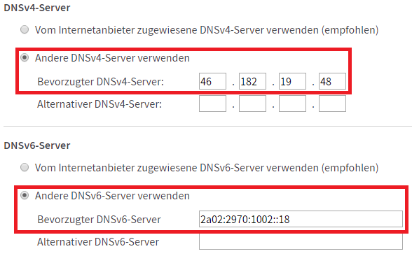 Fritzbox externer DNS-Server
