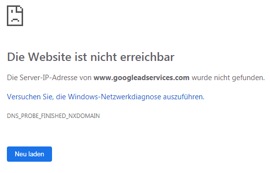 google error pi-hole