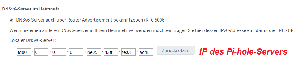 pi-hole fritzbox ipv6