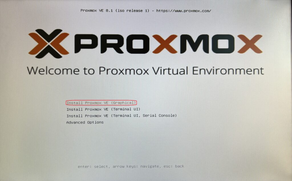 proxmox welcome screen