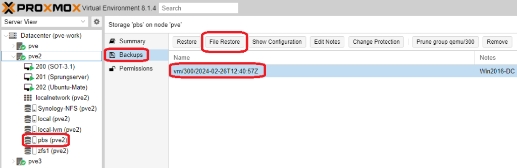 Proxmox Backup Server File Restore