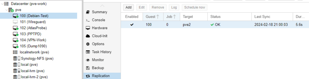 Proxmox Cluster Replication