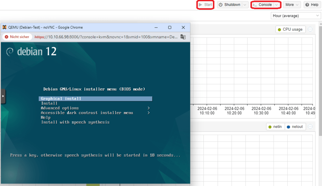 proxmox vm console