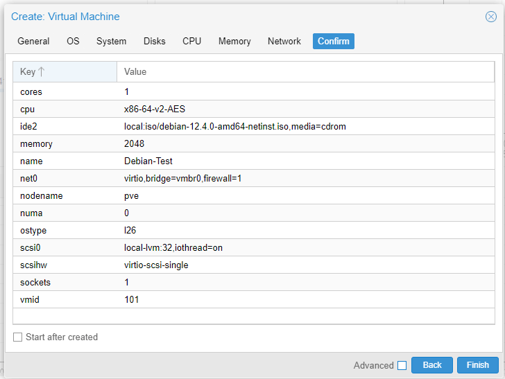 proxmox vm summary