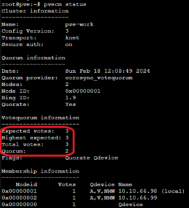 Proxmox Cluster pvecm