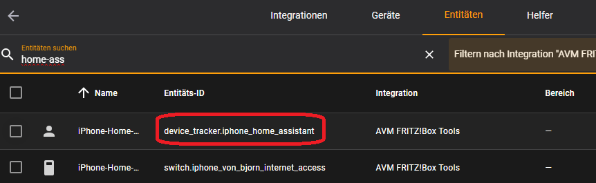 Anwesenheitserkennung Device Tracker