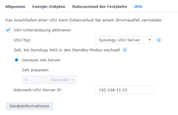 Synology Diskstation als NUT Client