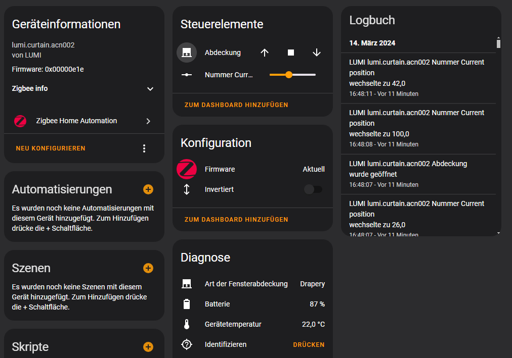 Aqara Rolladenmotor Home Assistant