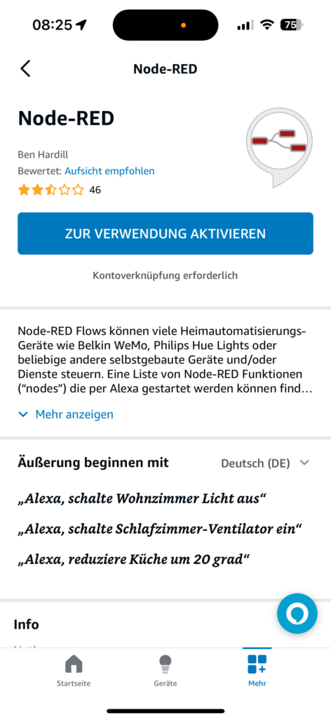 Home Assistant und Alexa Node RED Skill