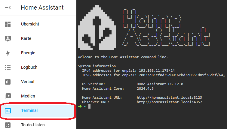 Ersten Schritte in Home Assistant - Shell