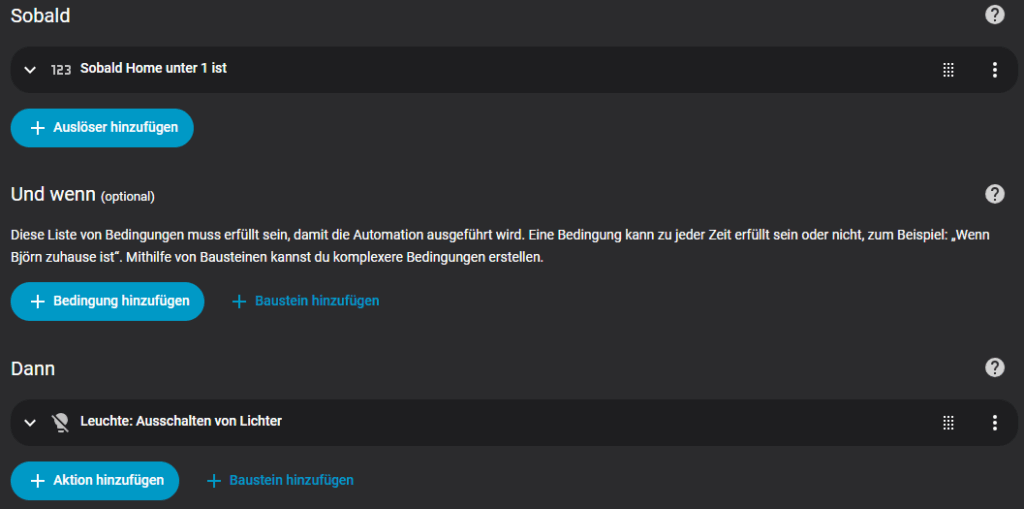 Lichtsteuerung Anwesenheit