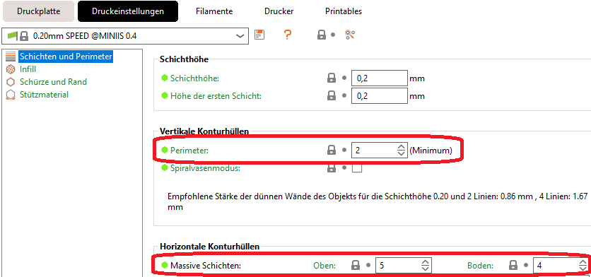 TPU - Perimeter und Schichten