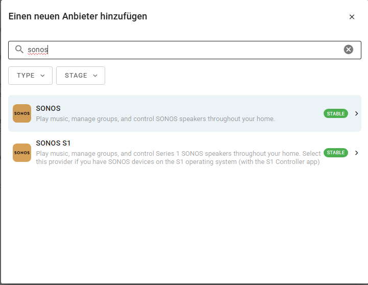 Music Assistant Wiedergabe Anbieter